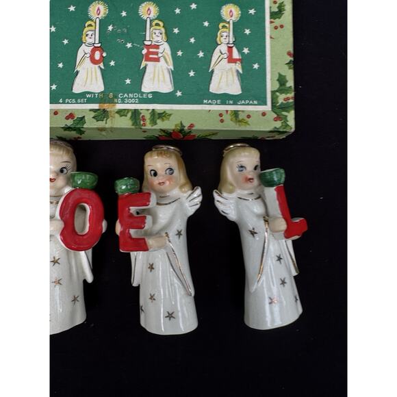 1950s Commodore Japan Heavenly Christmas Noel Angel Candle Holders Figurines - Picture 4 of 10